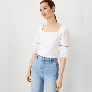 💜  Ann Taylor Petite Square Neck Puff Sleeve Top 💜